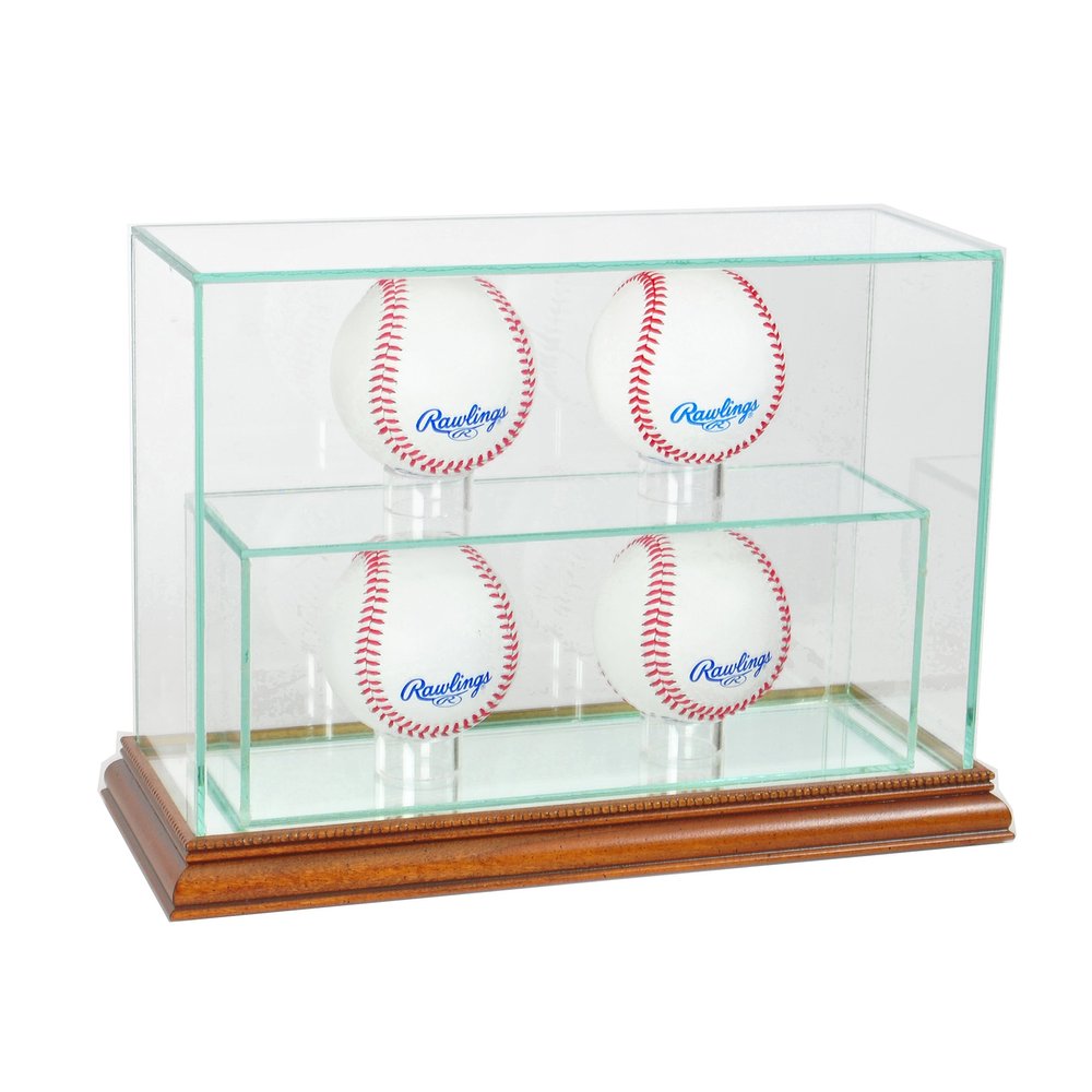 4 Upright Baseball Display Case - Walnut