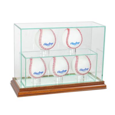 5 Upright Baseball Display Case - Walnut