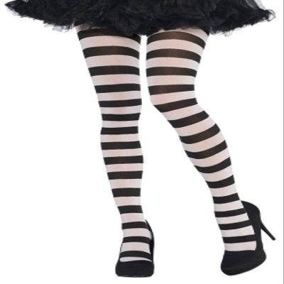 Black and White Stripe Stretchy Thights - Adult Standard Size, 1 Pair - Perfect for Halloween, Everyday Wear & Performances