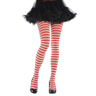 Red & White Striped Tights