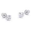 14k White Gold 4mm April Round Basket Cubic Zirconia Children Screwback Baby Girls Earrings view 1