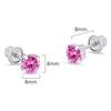 14k White Gold 4mm October Round Basket Cubic Zirconia Children Screwback Baby Girls Earrings view 2