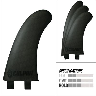 Culprit Surf Honeycomb RTM FCS M3 Style Thruster Surfboard Fins - Black - C1