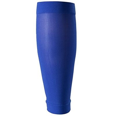 CrossBones Sports Compression Shin Guard Sleeves for Soccer Youth & Adult 2 Pair Pack (Blue)