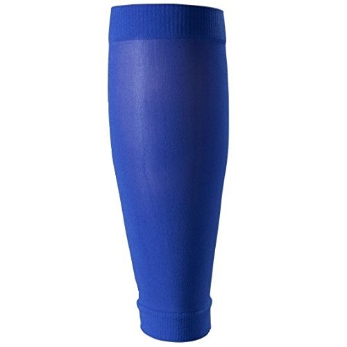 CrossBones Sports Compression Shin Guard Sleeves for Soccer  Youth & Adult  2 Pair Pack (Blue)