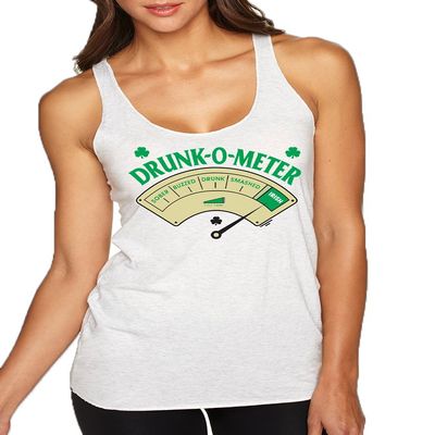 ALLNTRENDS Women's Tank Top Drunk O Meter (M, Heather White)
