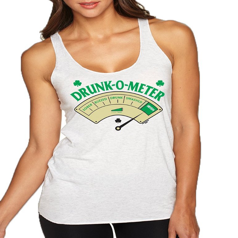 ALLNTRENDS Women's Tank Top Drunk O Meter (M, Heather White)