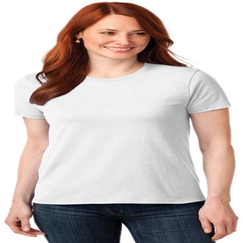 Port & Company Women's 50/50 Cotton/Poly T Shirt | Core Blend | LPC55, White, X-Large