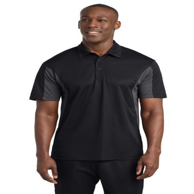 SPORT-TEK Unisex Tall Side Blocked Micropique Sport-Wick Polo Black/Iron Grey