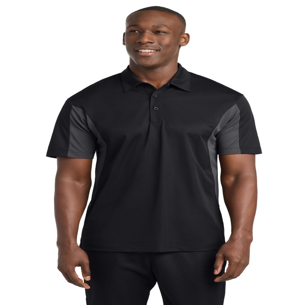 SPORT-TEK Unisex Tall Side Blocked Micropique Sport-Wick Polo Black/Iron Grey
