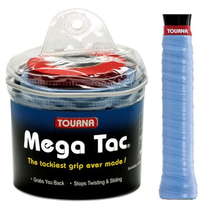 Tourna Mega Tac Extra Tacky Overgrip, Blue (30-Pack) (MT-30-XLB)