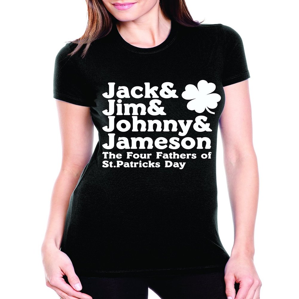 ALLNTRENDS Women T Shirt Jack&Jim St Patrick's Day Shamrock (S, Black)