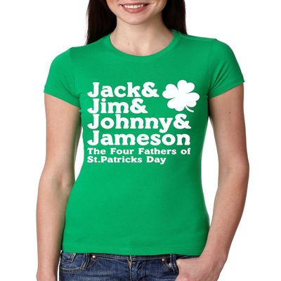 ALLNTRENDS Women T Shirt Jack&Jim St Patrick's Day Shamrock (XL, Green)