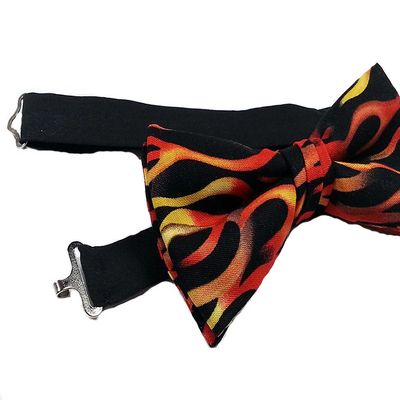 EmilyRose Couture Men's Special Prints Bow Ties (Medium-6-12 year olds, Orange Flames Hot Rod)