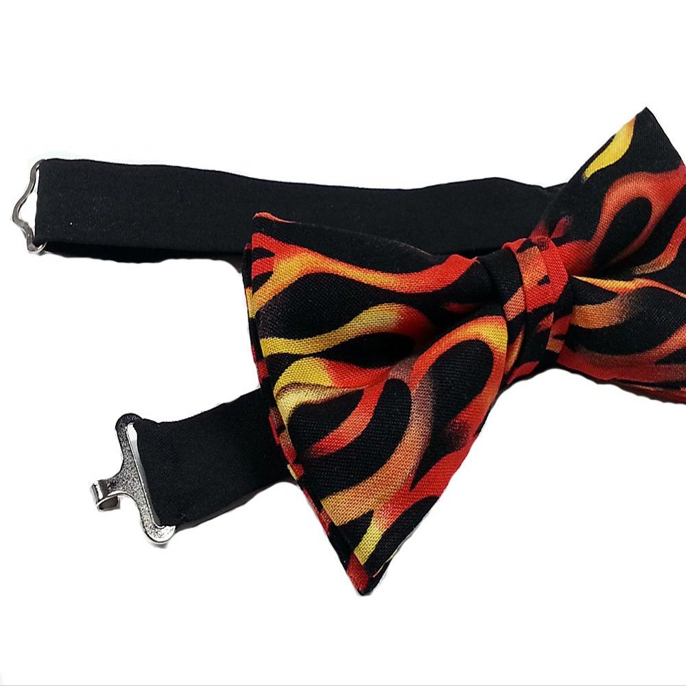 EmilyRose Couture Men's Special Prints Bow Ties (Medium-6-12 year olds, Orange Flames Hot Rod)