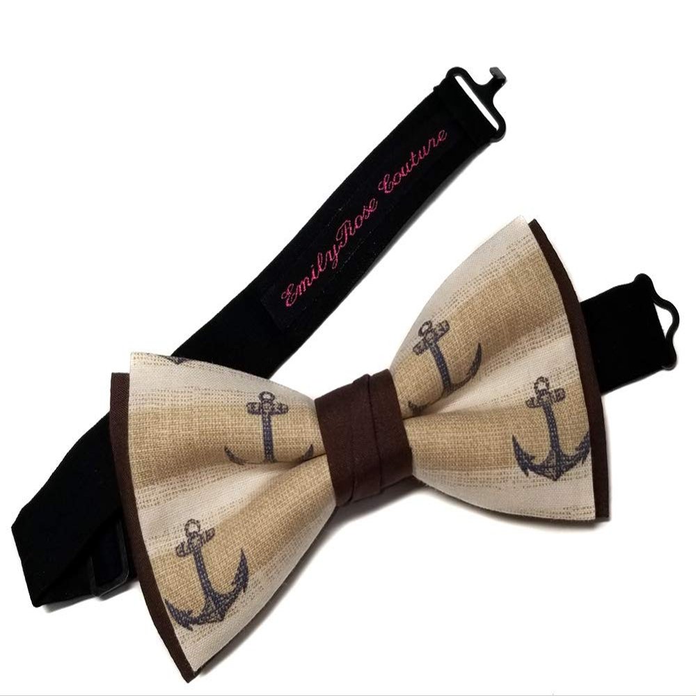 EmilyRose Couture Men's Special Prints Bow Ties (Medium-6-12 year olds, Anchor)