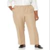 Alfred Dunner Plus Size Classic Elastic-Waist Pants Tan 22W Short view 1