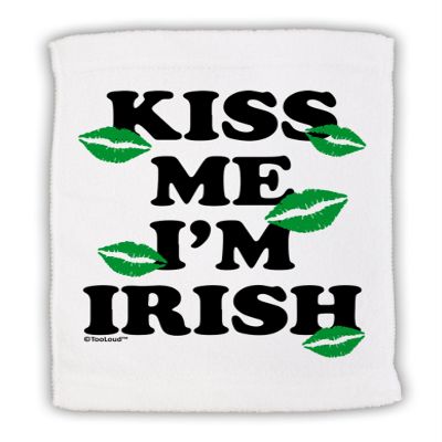 TOOLOUD Kiss Me I'm Irish - Green Kisses Micro Terry Sport Towel 11" x 18"