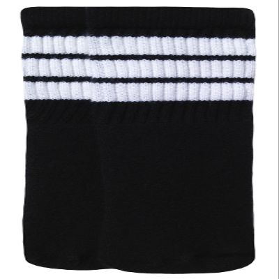 SKATERSOCKS 10" Kids Black tube socks with White stripes style 1