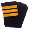 American-Made Mid-Calf Black Tube Socks with Three Gold Stripes for Women, Men, and all Individuals