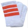 SKATERSOCKS 22" Knee high White tube socks with Orange stripes style 1 view 1