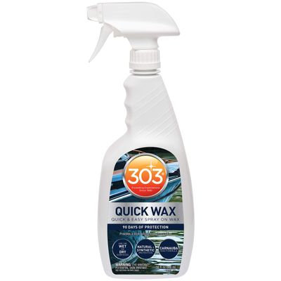 303 Marine Quick Wax - Quick & Easy - 90 Days Of Protection - Provides a Slick, Protective, Glossy Shine - Use On Wet / Dry Surfaces - Carnauba Wax, 32oz. (30213)