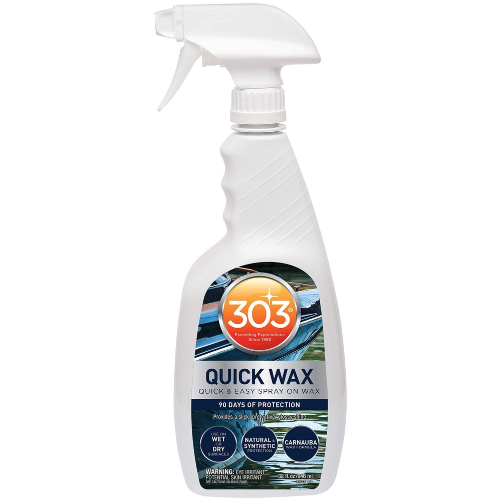 303 Marine Quick Wax - Quick & Easy - 90 Days Of Protection - Provides a Slick, Protective, Glossy Shine - Use On Wet / Dry Surfaces - Carnauba Wax, 32oz. (30213)