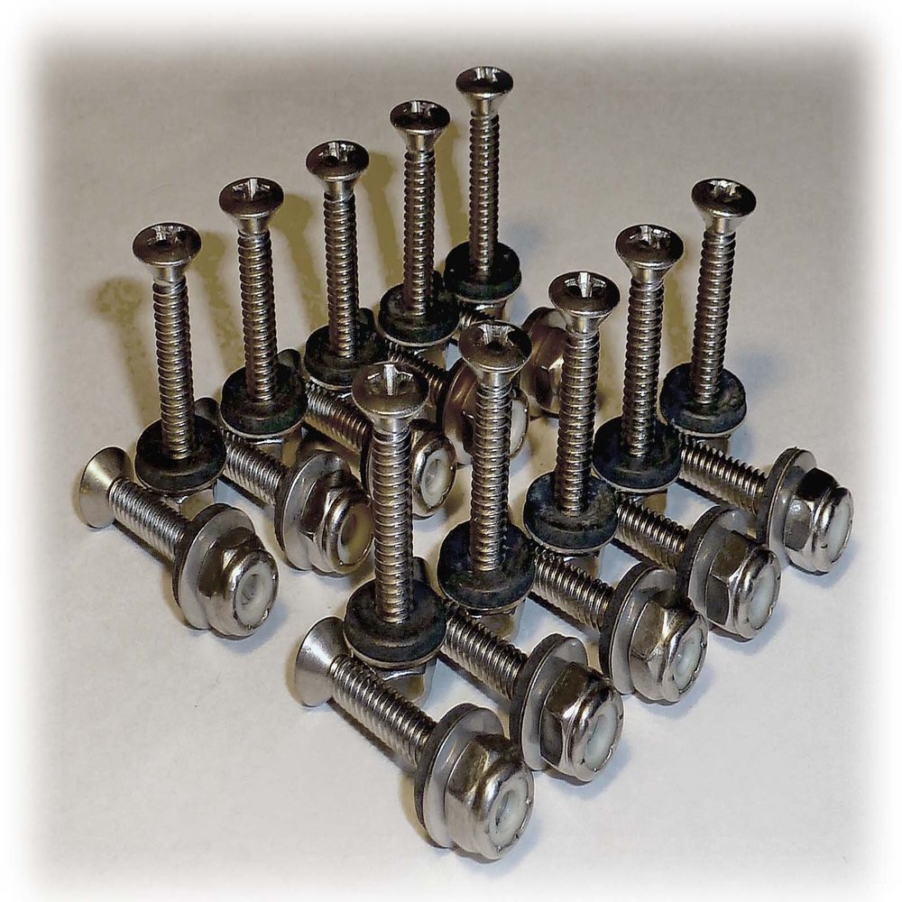Boat Rail Mount Bolts 20-Pack for 10 Fittings Grade 18-8 Stainless Steel