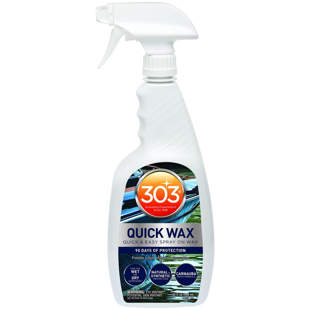 303 (30213-6PK) Marine Quick Wax - Quick And Easy Spray On Wax - 90 Days Of Protection - Provides a Slick, Protective, Glossy Shine - Use On Wet Or Dry Surfaces - Carnauba Wax, 32 fl. oz. 6 Pack