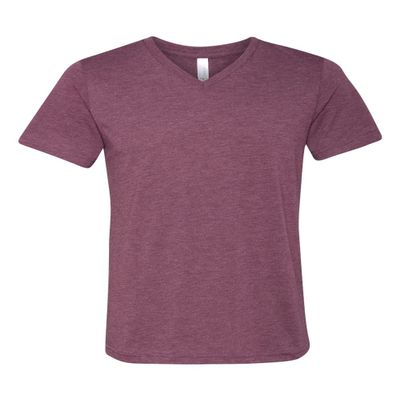 Bella 3415 Triblend Short Sleeve V-Neck Tee, Maroon Triblend, Large
