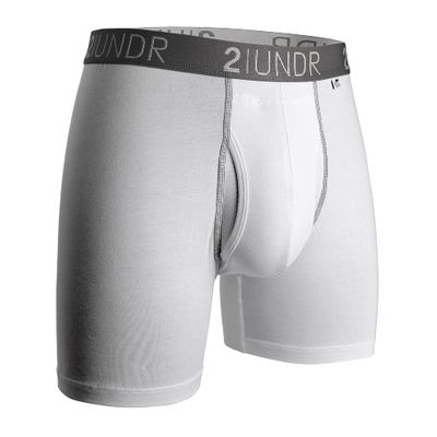 2UNDR Men's 6" Swing Shift Boxer Briefs, White/Grey, X-Large
