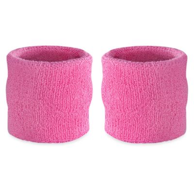 Suddora Wrist Sweatbands, Absorbent and Breathable Thick Cotton Bands for Working Out, Gymnastics, Basketball, Tennis, and Football, Multiuse Wristbands for Costumes and Cosplay(Pair) (Pink)
