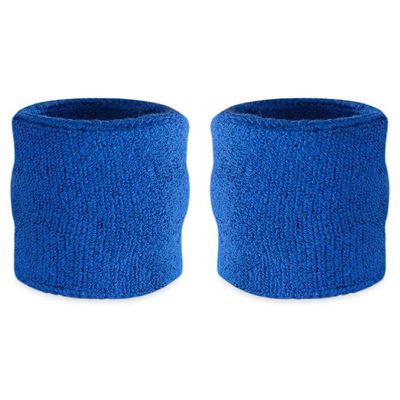 Suddora Wrist Sweatbands, Absorbent and Breathable Thick Cotton Bands for Working Out, Gymnastics, Basketball, Tennis, and Football, Multiuse Wristbands for Costumes and Cosplay (Pair) (Blue)