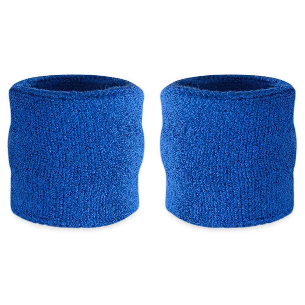 Suddora Wrist Sweatbands, Absorbent and Breathable Thick Cotton Bands for Working Out, Gymnastics, Basketball, Tennis, and Football, Multiuse Wristbands for Costumes and Cosplay (Pair) (Blue)