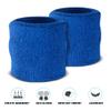 Suddora Wrist Sweatbands, Absorbent and Breathable Thick Cotton Bands for Working Out, Gymnastics, Basketball, Tennis, and Football, Multiuse Wristbands for Costumes and Cosplay (Pair) (Blue) view 3