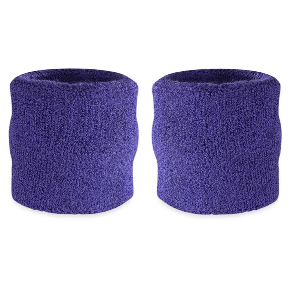 Suddora Wrist Sweatbands, Absorbent and Breathable Thick Cotton Bands for Working Out, Gymnastics, Basketball, Tennis, and Football, Multiuse Wristbands for Costumes and Cosplay (Pair) (Purple)