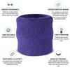 Suddora Wrist Sweatbands, Absorbent and Breathable Thick Cotton Bands for Working Out, Gymnastics, Basketball, Tennis, and Football, Multiuse Wristbands for Costumes and Cosplay (Pair) (Purple) view 2