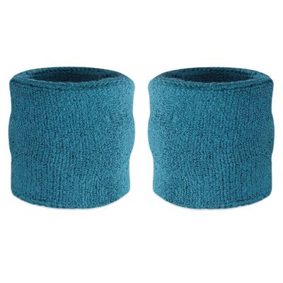 Suddora Wrist Sweatbands, Absorbent and Breathable Thick Cotton Bands for Working Out, Gymnastics, Basketball, Tennis, and Football, Multiuse Wristbands for Costumes and Cosplay (Pair) (Teal)