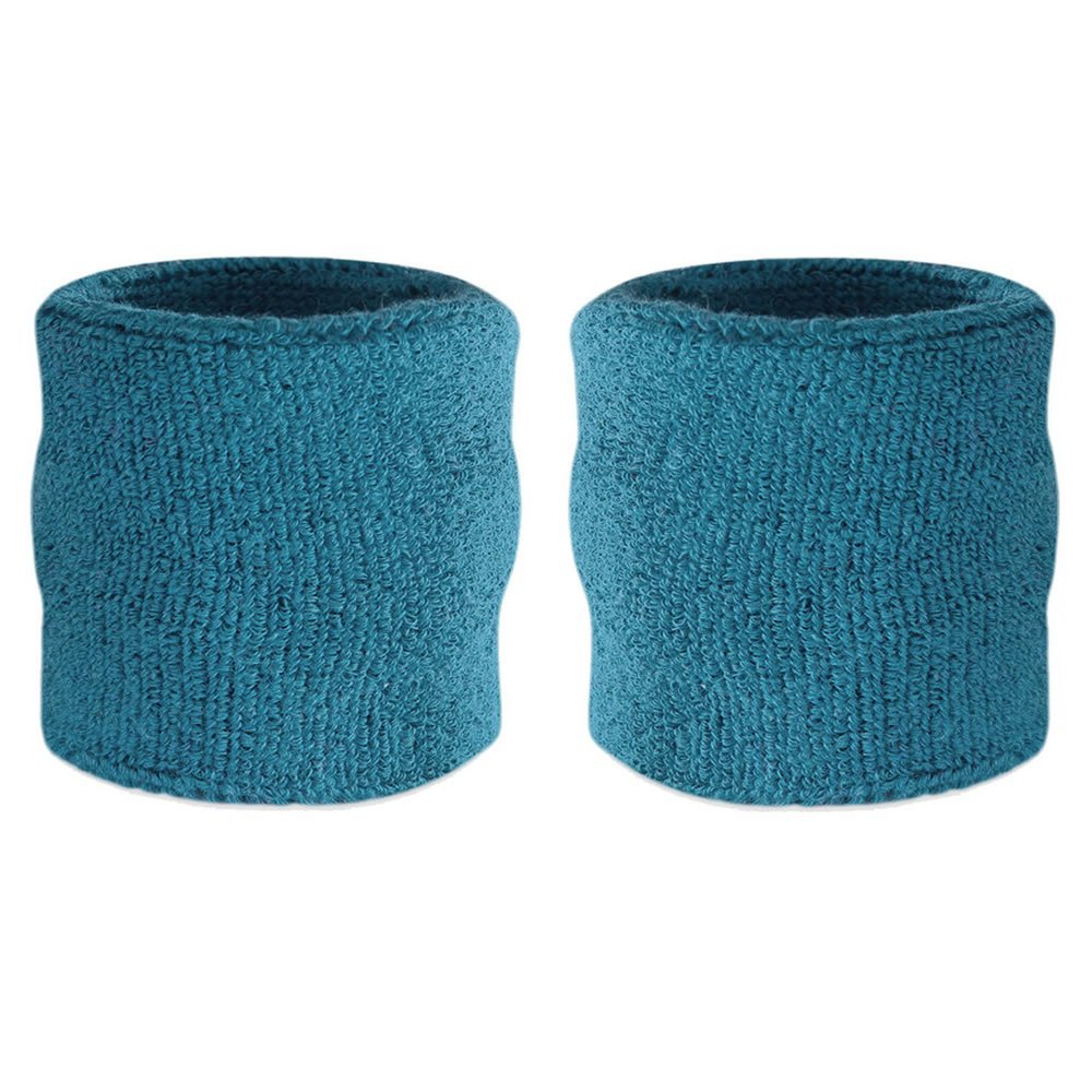 Suddora Wrist Sweatbands, Absorbent and Breathable Thick Cotton Bands for Working Out, Gymnastics, Basketball, Tennis, and Football, Multiuse Wristbands for Costumes and Cosplay (Pair) (Teal)