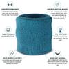 Suddora Wrist Sweatbands, Absorbent and Breathable Thick Cotton Bands for Working Out, Gymnastics, Basketball, Tennis, and Football, Multiuse Wristbands for Costumes and Cosplay (Pair) (Teal) view 2