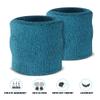 Suddora Wrist Sweatbands, Absorbent and Breathable Thick Cotton Bands for Working Out, Gymnastics, Basketball, Tennis, and Football, Multiuse Wristbands for Costumes and Cosplay (Pair) (Teal) view 3