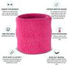 Suddora Wrist Sweatbands, Absorbent and Breathable Thick Cotton Bands for Working Out, Gymnastics, Basketball, Tennis, and Football, Multiuse Wristbands for Costumes and Cosplay (Pair) (Neon Pink) view 2