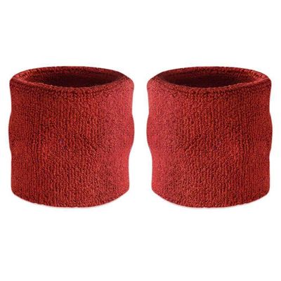 Suddora Wrist Sweatbands, Absorbent and Breathable Thick Cotton Bands for Working Out, Gymnastics, Basketball, Tennis, and Football, Multiuse Wristbands for Costumes and Cosplay (Pair) (Maroon)