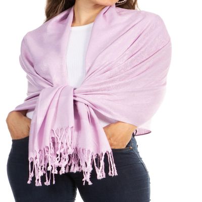 Sakkas Two Tone Vintage Jacquard Paisley Pashmina Shawl Wrap Scarf Stole - Lavender