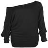 Crazy Girls Women's Long Sleeve Off Shoulder Plain Batwing Top Black US20/22-UK24/26 view 1