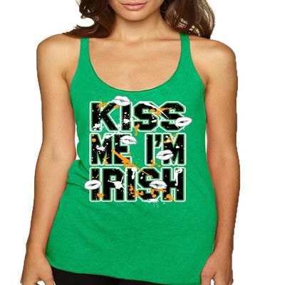 ALLNTRENDS Women's Tank Top Kiss Me I'm Irish (L, Green)