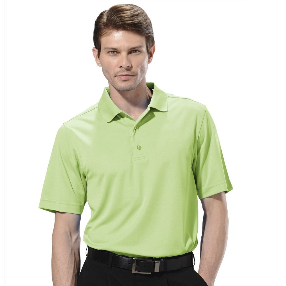 Monterey Club Men's Light Weight Pique Solid Polo Shirt #1070 (Sap Green, 2X-Large)