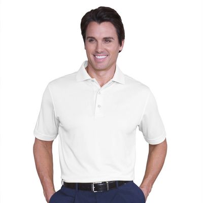 Monterey Club Men's Light Weight Pique Solid Polo Shirt #1070 (White, Medium)