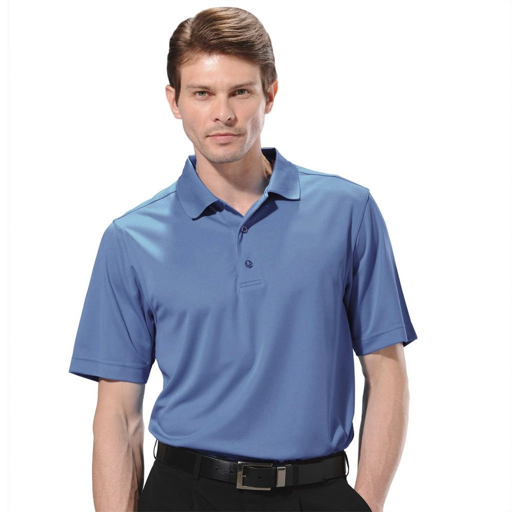 Monterey Club Men's Light Weight Pique Solid Polo Shirt #1070 (Regatta Blue, Small)