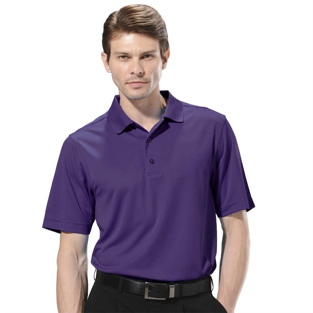Monterey Club Men's Light Weight Pique Solid Polo Shirt #1070 (Dahila Purple, X-Large)